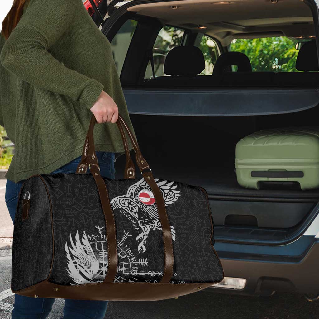 Greenland Viking Ravens Travel Bag Vegvisir Runes Pattern - Wonder Print Shop