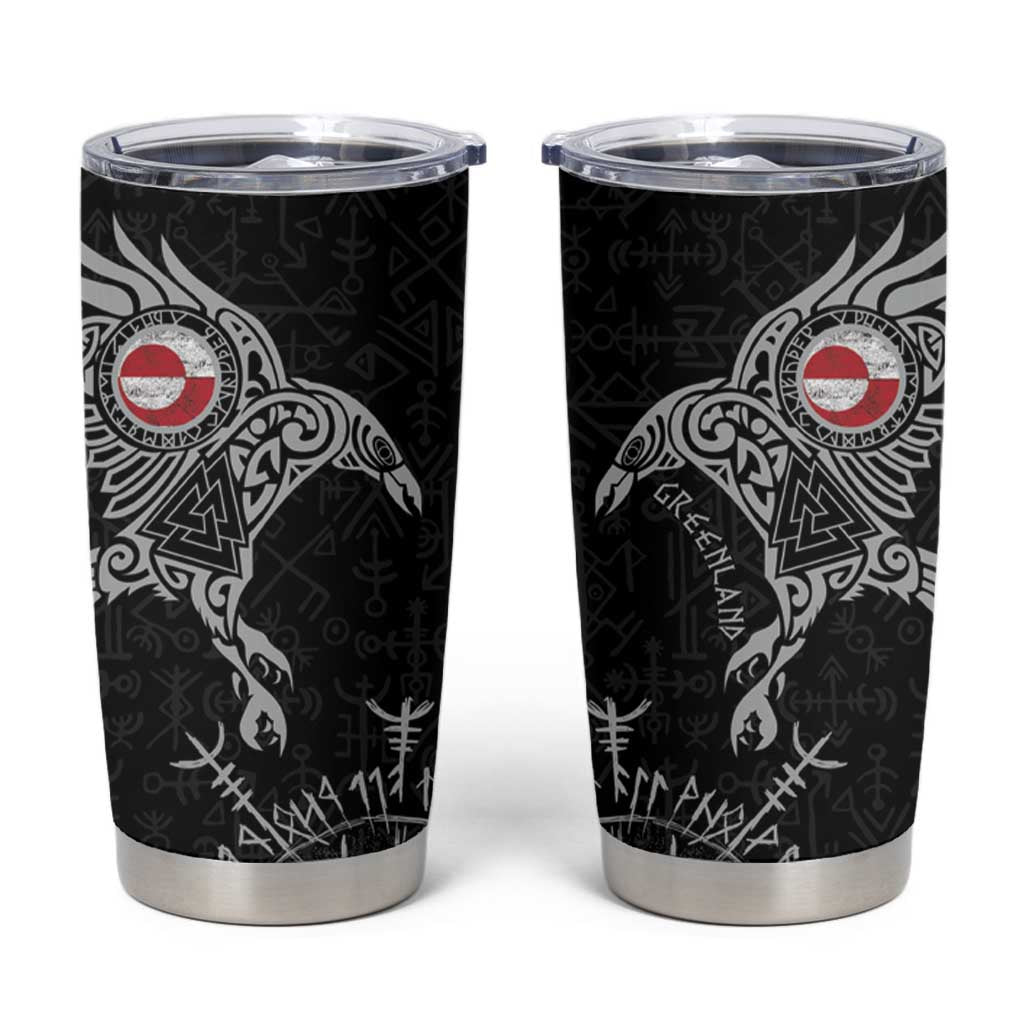 Greenland Viking Ravens Tumbler Cup Vegvisir Runes Pattern - Wonder Print Shop