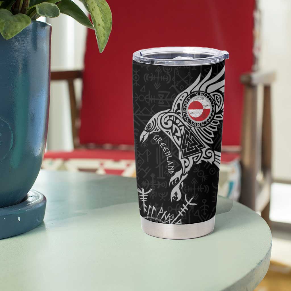 Greenland Viking Ravens Tumbler Cup Vegvisir Runes Pattern - Wonder Print Shop