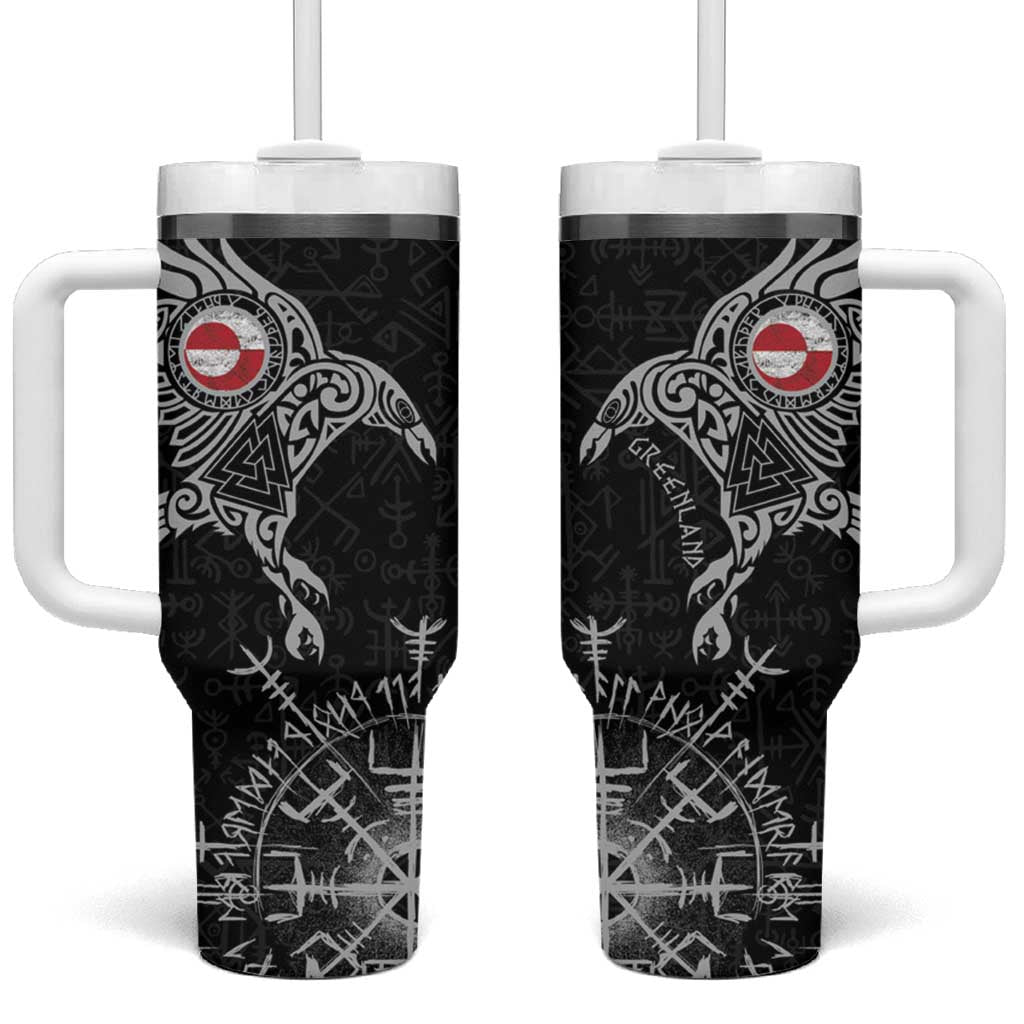 Greenland Viking Ravens Tumbler With Handle Vegvisir Runes Pattern - Wonder Print Shop