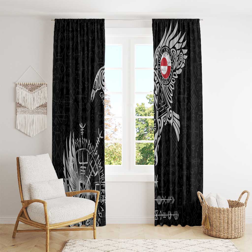 Greenland Viking Ravens Window Curtain Vegvisir Runes Pattern - Wonder Print Shop