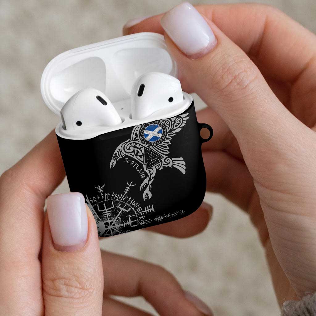 Scotland Viking Ravens AirPods Case Vegvisir Runes Pattern - Wonder Print Shop