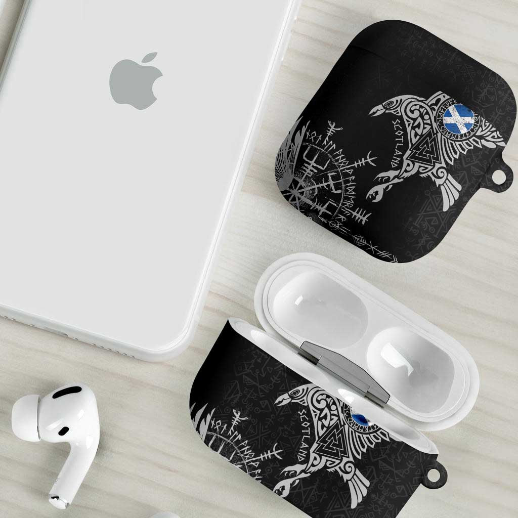 Scotland Viking Ravens AirPods Case Vegvisir Runes Pattern - Wonder Print Shop