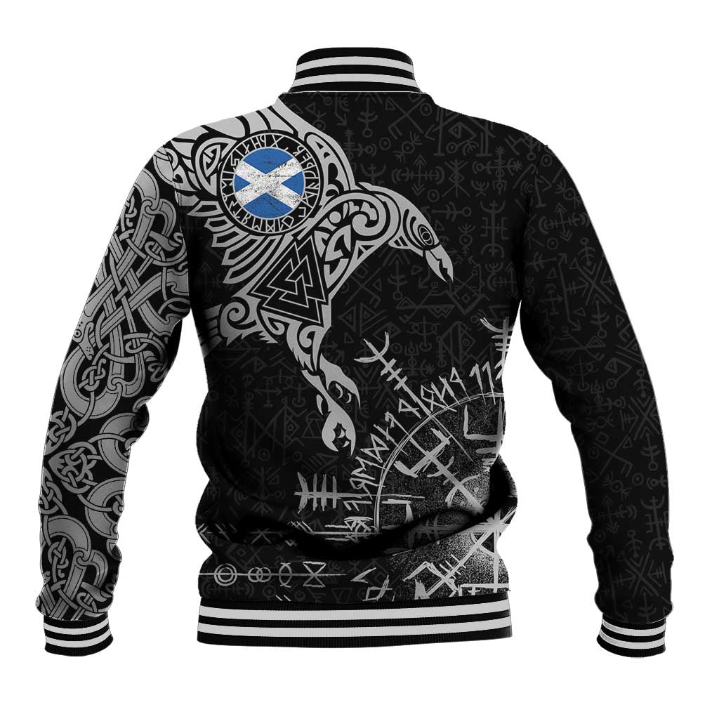Scotland Viking Ravens Baseball Jacket Vegvisir Runes Pattern - Wonder Print Shop