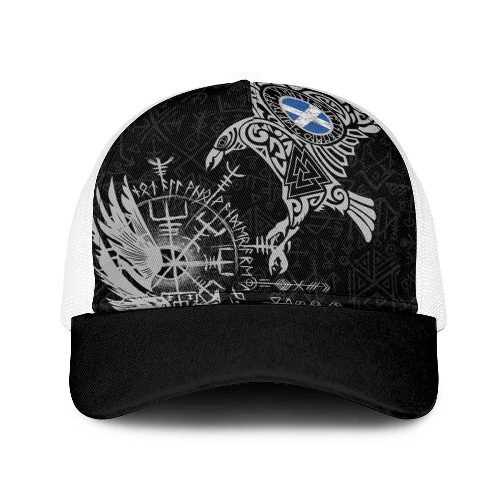 Scotland Viking Ravens Baseball Net Cap Vegvisir Runes Pattern - Wonder Print Shop