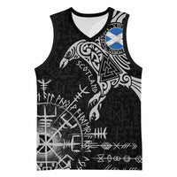 Scotland Viking Ravens Basketball Jersey Vegvisir Runes Pattern - Wonder Print Shop