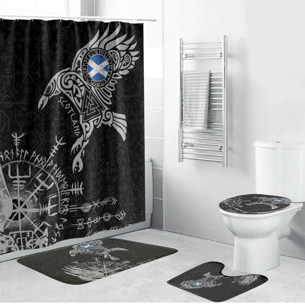 Scotland Viking Ravens Bathroom Set Vegvisir Runes Pattern - Wonder Print Shop