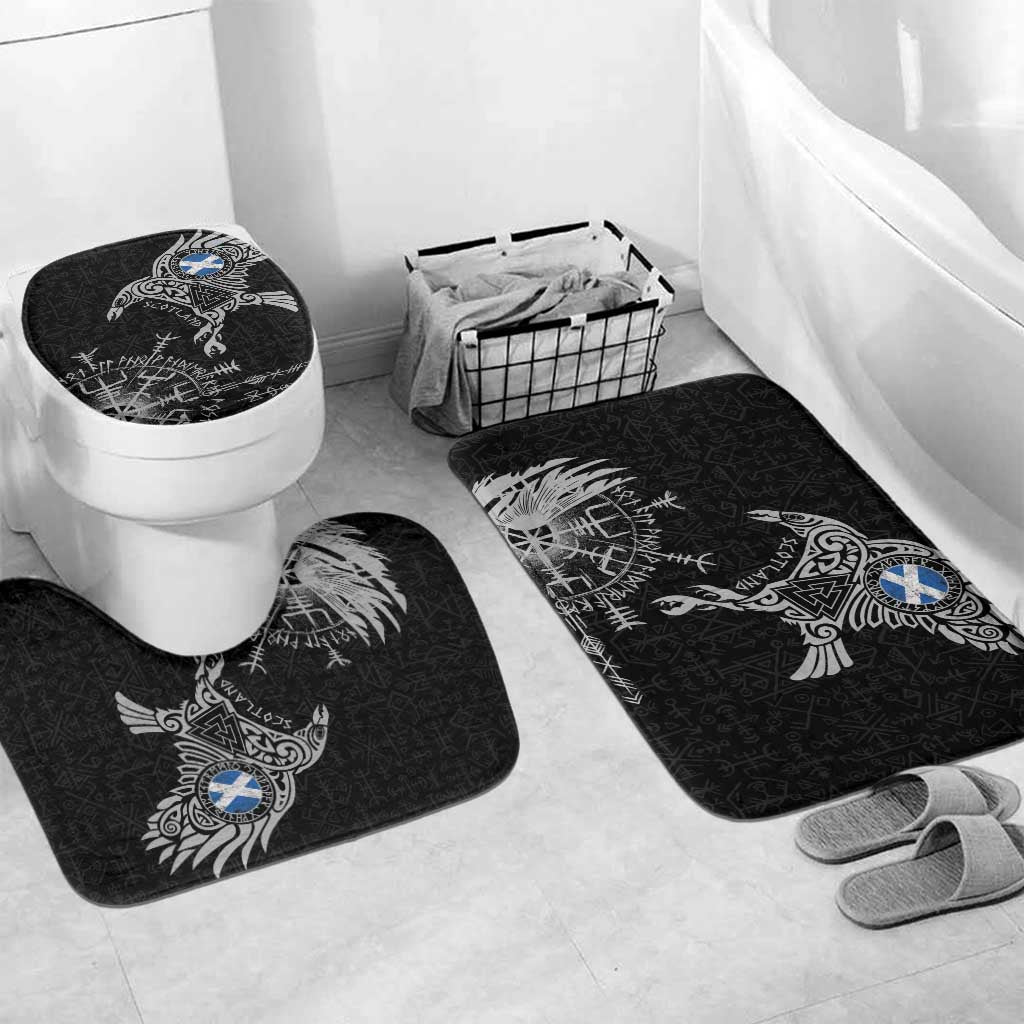 Scotland Viking Ravens Bathroom Set Vegvisir Runes Pattern - Wonder Print Shop