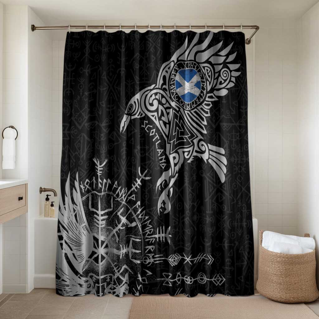 Scotland Viking Ravens Bathroom Set Vegvisir Runes Pattern - Wonder Print Shop