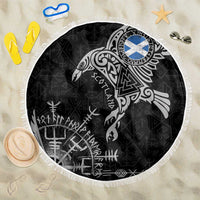Scotland Viking Ravens Beach Blanket Vegvisir Runes Pattern - Wonder Print Shop