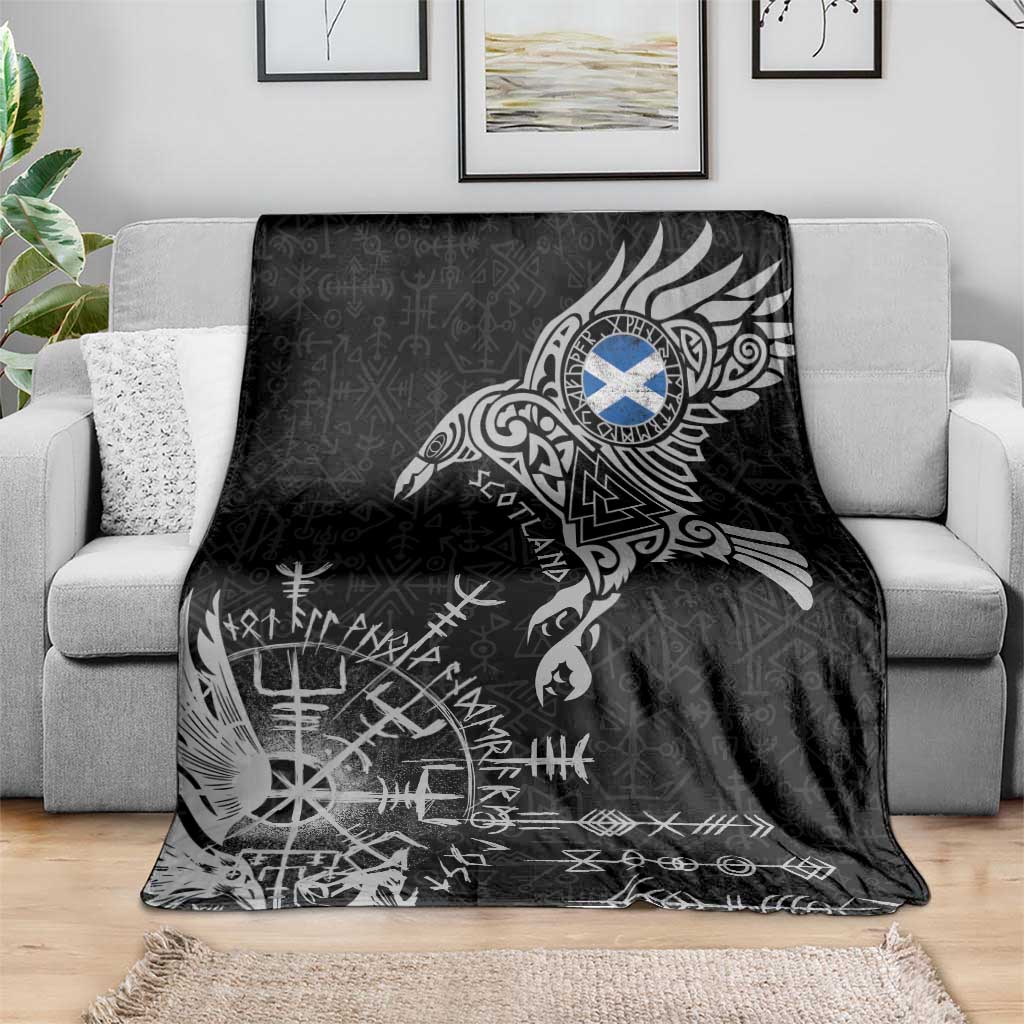 Scotland Viking Ravens Blanket Vegvisir Runes Pattern - Wonder Print Shop