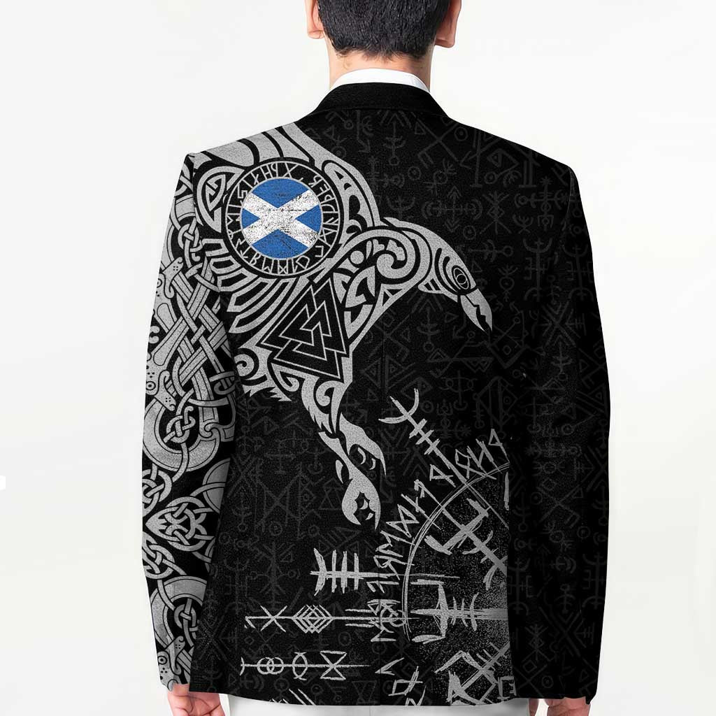 Scotland Viking Ravens Blazer Vegvisir Runes Pattern - Wonder Print Shop