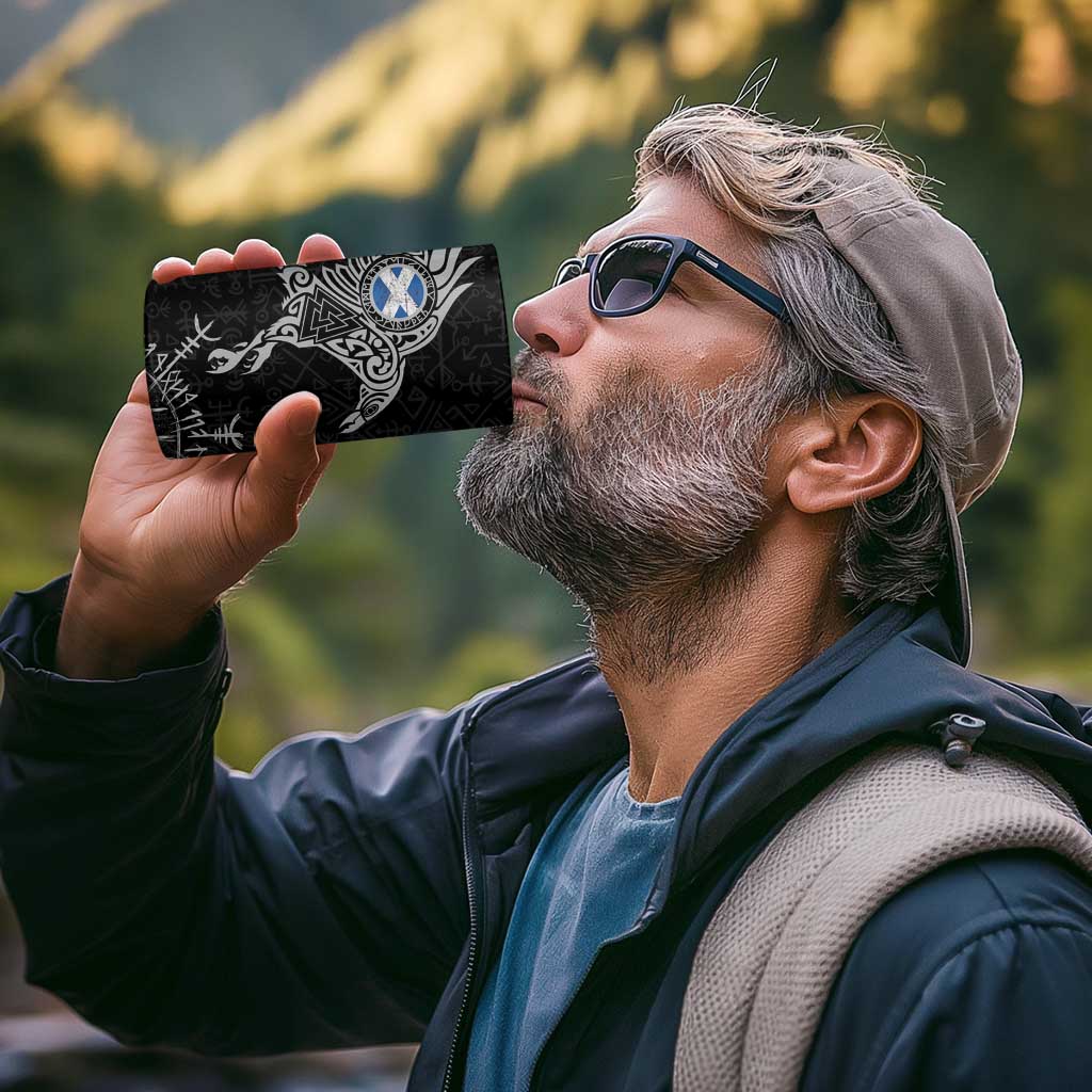 Scotland Viking Ravens 4 in 1 Can Cooler Tumbler Vegvisir Runes Pattern - Wonder Print Shop