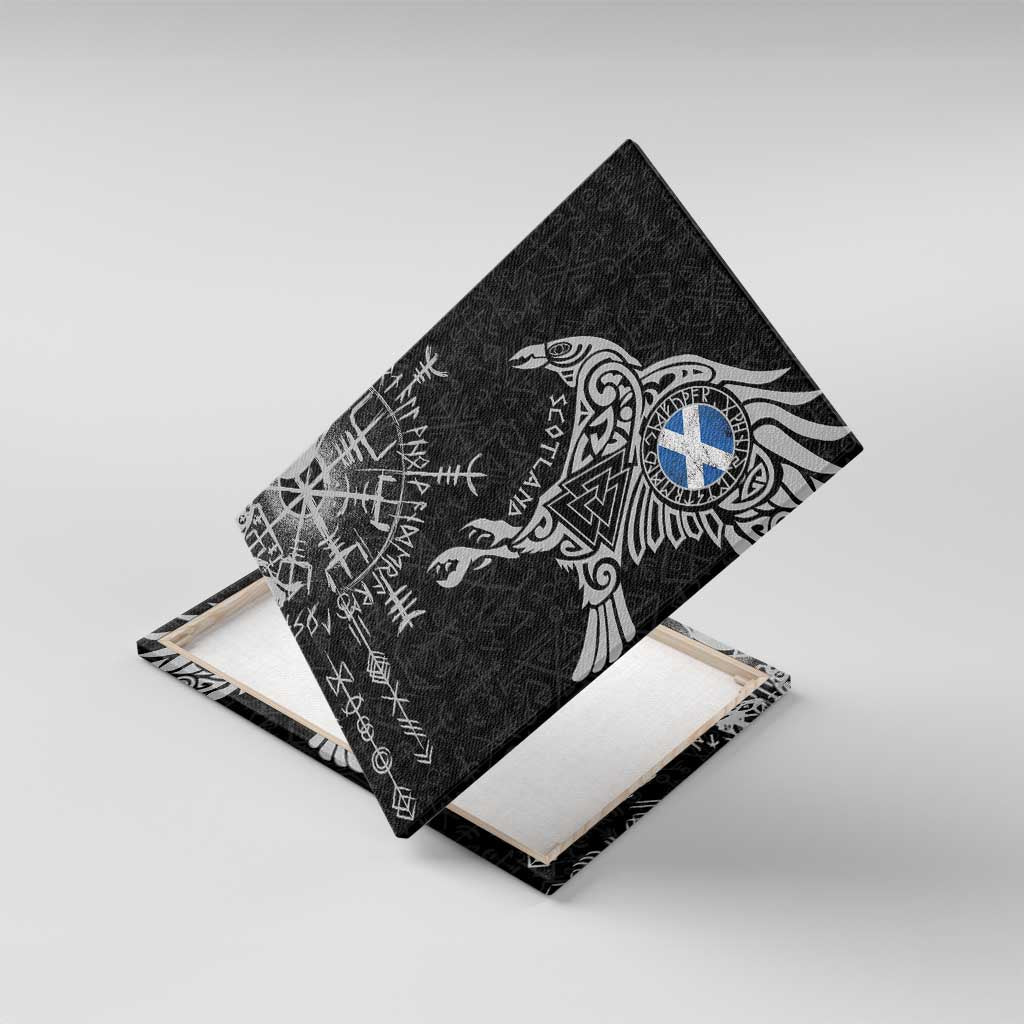 Scotland Viking Ravens Canvas Wall Art Vegvisir Runes Pattern - Wonder Print Shop