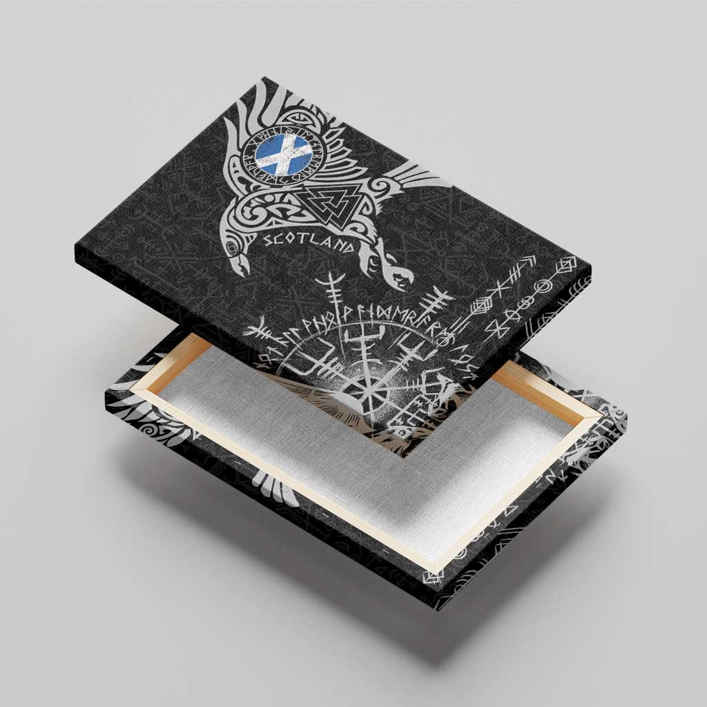 Scotland Viking Ravens Canvas Wall Art Vegvisir Runes Pattern - Wonder Print Shop