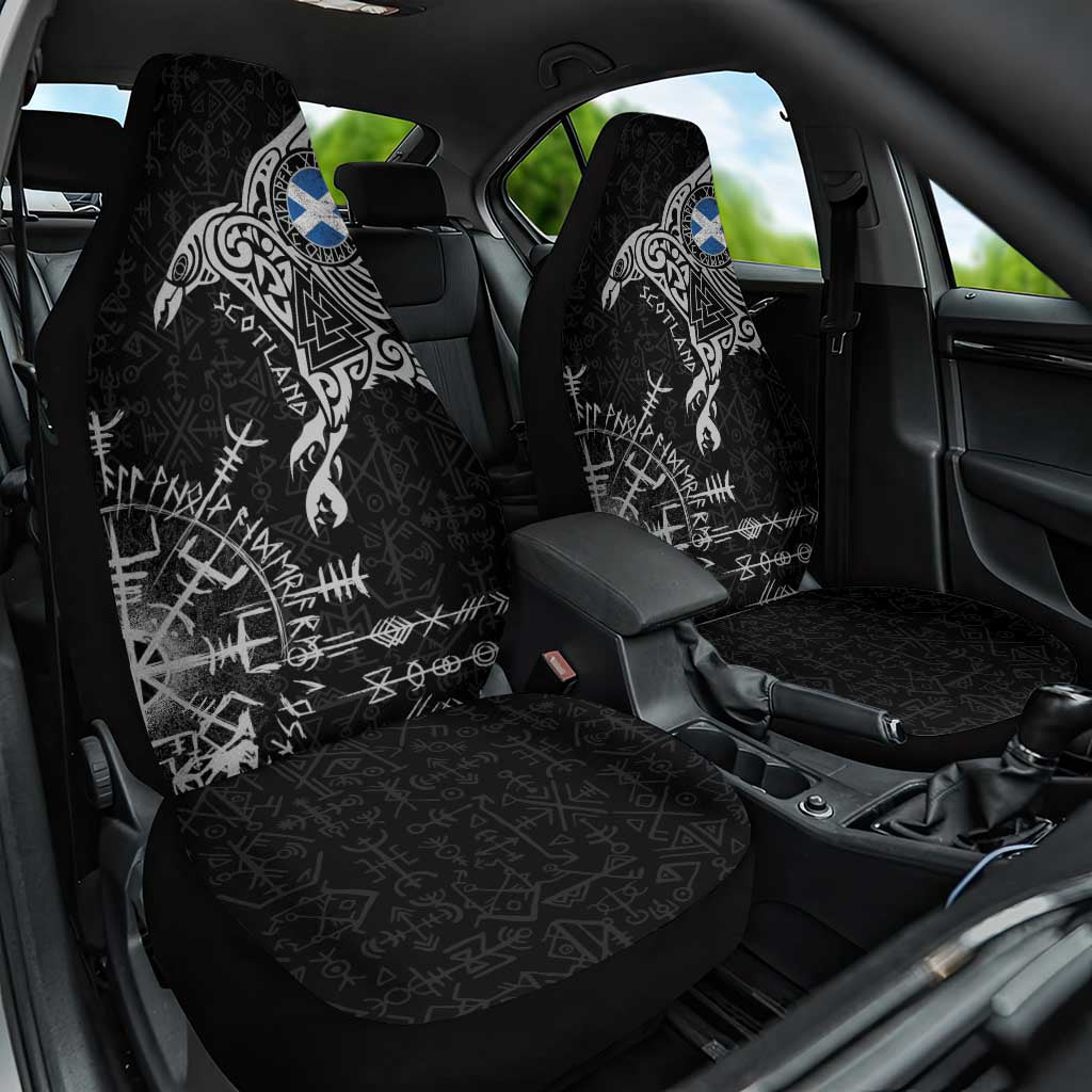 Scotland Viking Ravens Car Seat Cover Vegvisir Runes Pattern - Wonder Print Shop