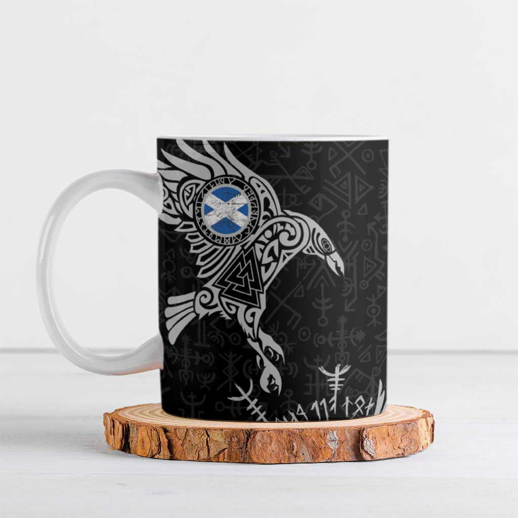 Scotland Viking Ravens Ceramic Mug Vegvisir Runes Pattern - Wonder Print Shop