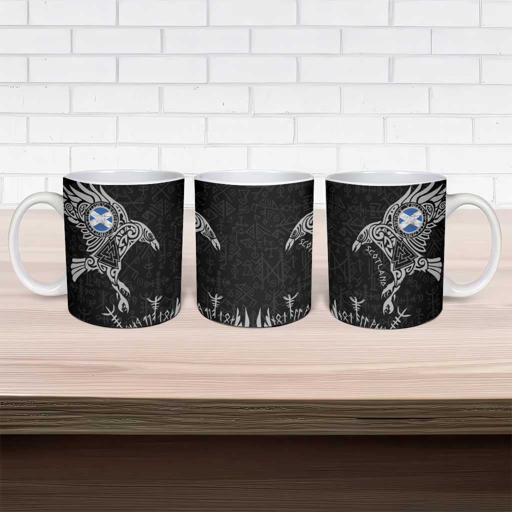 Scotland Viking Ravens Ceramic Mug Vegvisir Runes Pattern - Wonder Print Shop