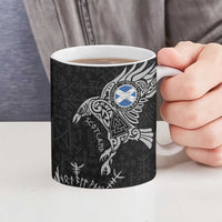 Scotland Viking Ravens Ceramic Mug Vegvisir Runes Pattern - Wonder Print Shop
