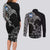 Scotland Viking Ravens Couples Matching Long Sleeve Bodycon Dress and Long Sleeve Button Shirt Vegvisir Runes Pattern - Wonder Print Shop