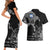 Scotland Viking Ravens Couples Matching Short Sleeve Bodycon Dress and Hawaiian Shirt Vegvisir Runes Pattern - Wonder Print Shop