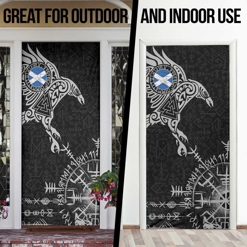 Scotland Viking Ravens Door Cover Vegvisir Runes Pattern - Wonder Print Shop
