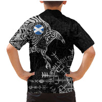 Scotland Viking Ravens Family Matching Mermaid Dress and Hawaiian Shirt Vegvisir Runes Pattern - Wonder Print Shop