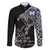 Scotland Viking Ravens Family Matching Off The Shoulder Long Sleeve Dress and Hawaiian Shirt Vegvisir Runes Pattern - Wonder Print Shop