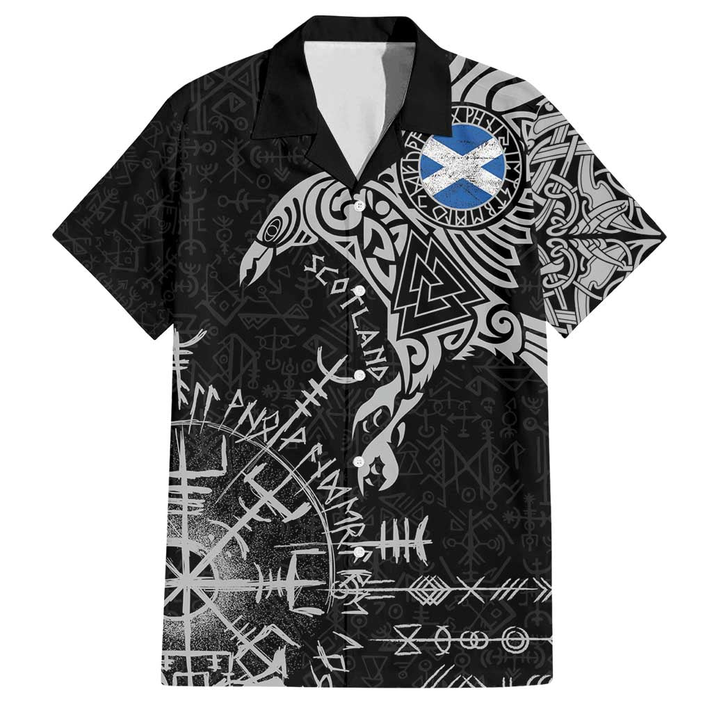 Scotland Viking Ravens Family Matching Puletasi and Hawaiian Shirt Vegvisir Runes Pattern - Wonder Print Shop