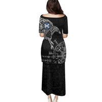 Scotland Viking Ravens Family Matching Puletasi and Hawaiian Shirt Vegvisir Runes Pattern - Wonder Print Shop
