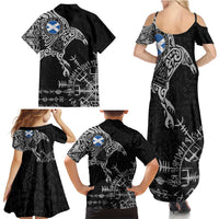 Scotland Viking Ravens Family Matching Summer Maxi Dress and Hawaiian Shirt Vegvisir Runes Pattern - Wonder Print Shop