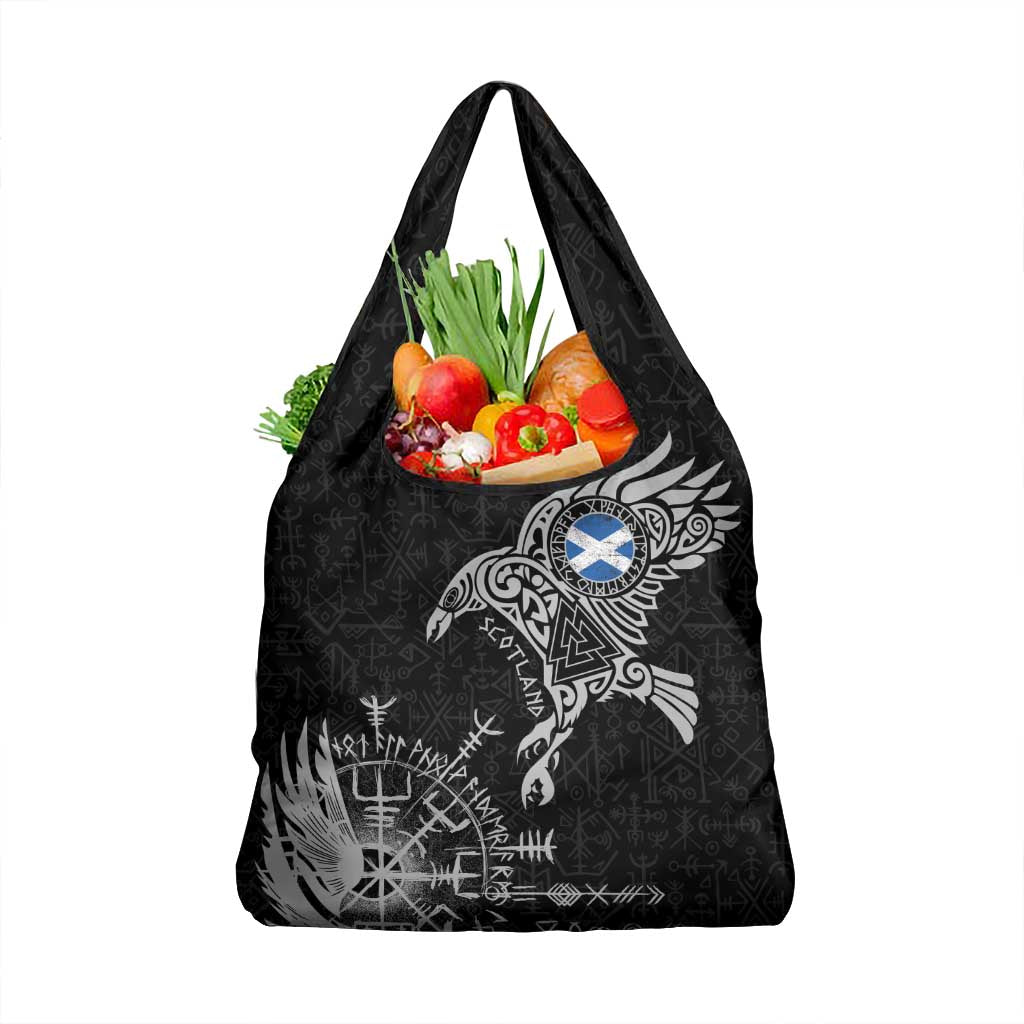 Scotland Viking Ravens Grocery Bag Vegvisir Runes Pattern - Wonder Print Shop