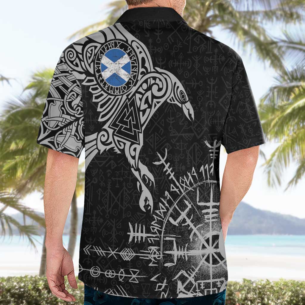 Scotland Viking Ravens Hawaiian Shirt Vegvisir Runes Pattern - Wonder Print Shop