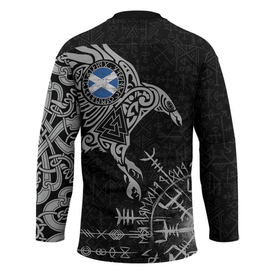 Scotland Viking Ravens Hockey Jersey Vegvisir Runes Pattern - Wonder Print Shop