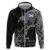 Scotland Viking Ravens Hoodie Vegvisir Runes Pattern - Wonder Print Shop