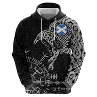 Scotland Viking Ravens Hoodie Vegvisir Runes Pattern - Wonder Print Shop