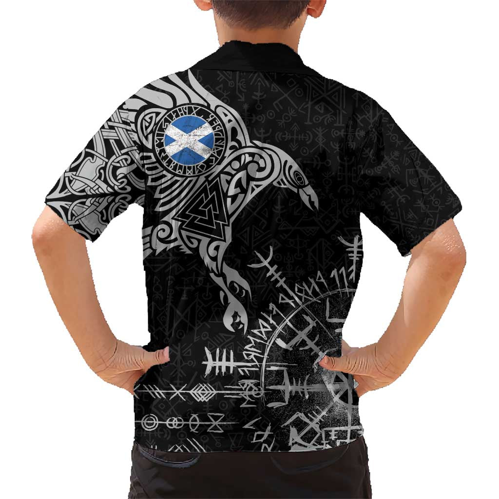 Scotland Viking Ravens Kid Hawaiian Shirt Vegvisir Runes Pattern - Wonder Print Shop