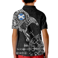 Scotland Viking Ravens Kid Polo Shirt Vegvisir Runes Pattern - Wonder Print Shop
