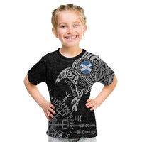 Scotland Viking Ravens Kid T Shirt Vegvisir Runes Pattern - Wonder Print Shop