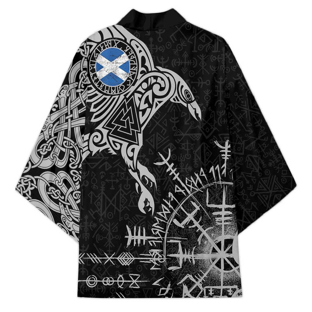 Scotland Viking Ravens Kimono Vegvisir Runes Pattern - Wonder Print Shop