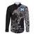 Scotland Viking Ravens Long Sleeve Button Shirt Vegvisir Runes Pattern - Wonder Print Shop