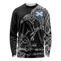 Scotland Viking Ravens Long Sleeve Shirt Vegvisir Runes Pattern - Wonder Print Shop