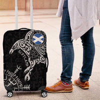 Scotland Viking Ravens Luggage Cover Vegvisir Runes Pattern - Wonder Print Shop