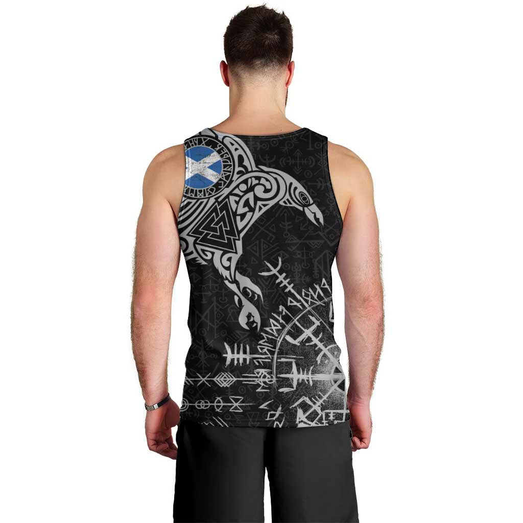 Scotland Viking Ravens Men Tank Top Vegvisir Runes Pattern - Wonder Print Shop