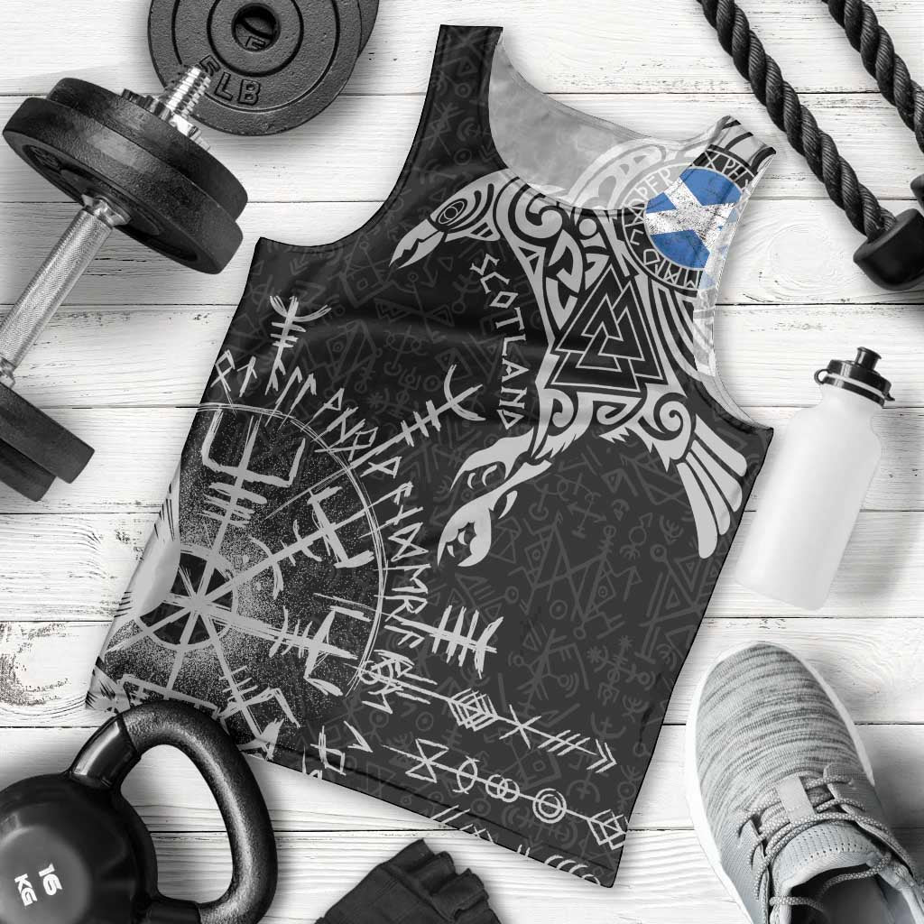 Scotland Viking Ravens Men Tank Top Vegvisir Runes Pattern - Wonder Print Shop