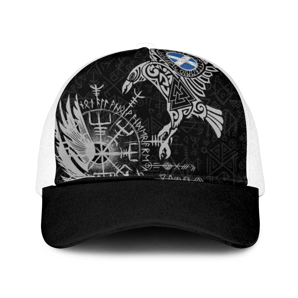 Scotland Viking Ravens Mesh Trucker Cap Vegvisir Runes Pattern - Wonder Print Shop