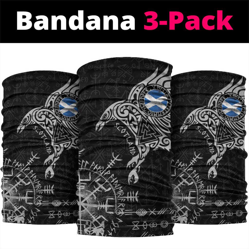 Scotland Viking Ravens Neck Gaiter Vegvisir Runes Pattern - Wonder Print Shop