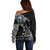 Scotland Viking Ravens Off Shoulder Sweater Vegvisir Runes Pattern - Wonder Print Shop