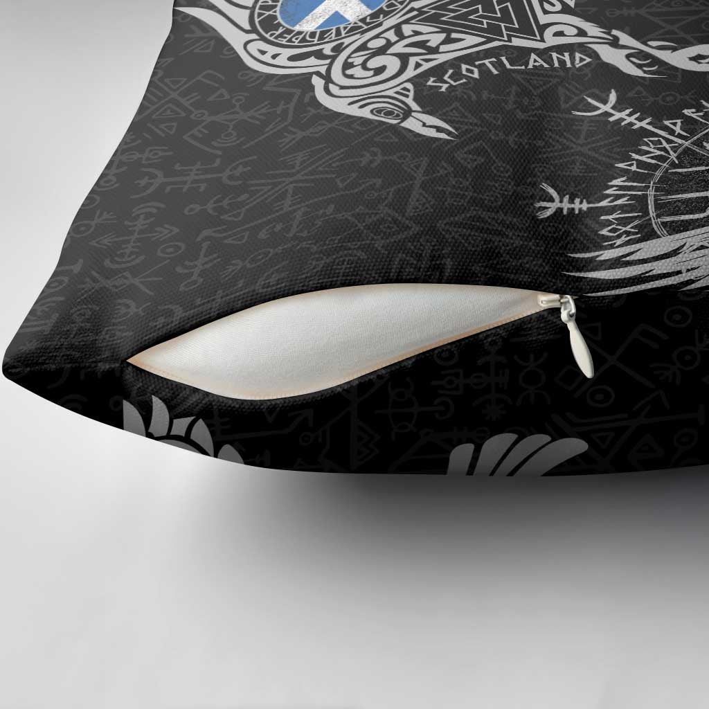 Scotland Viking Ravens Pillow Cover Vegvisir Runes Pattern - Wonder Print Shop