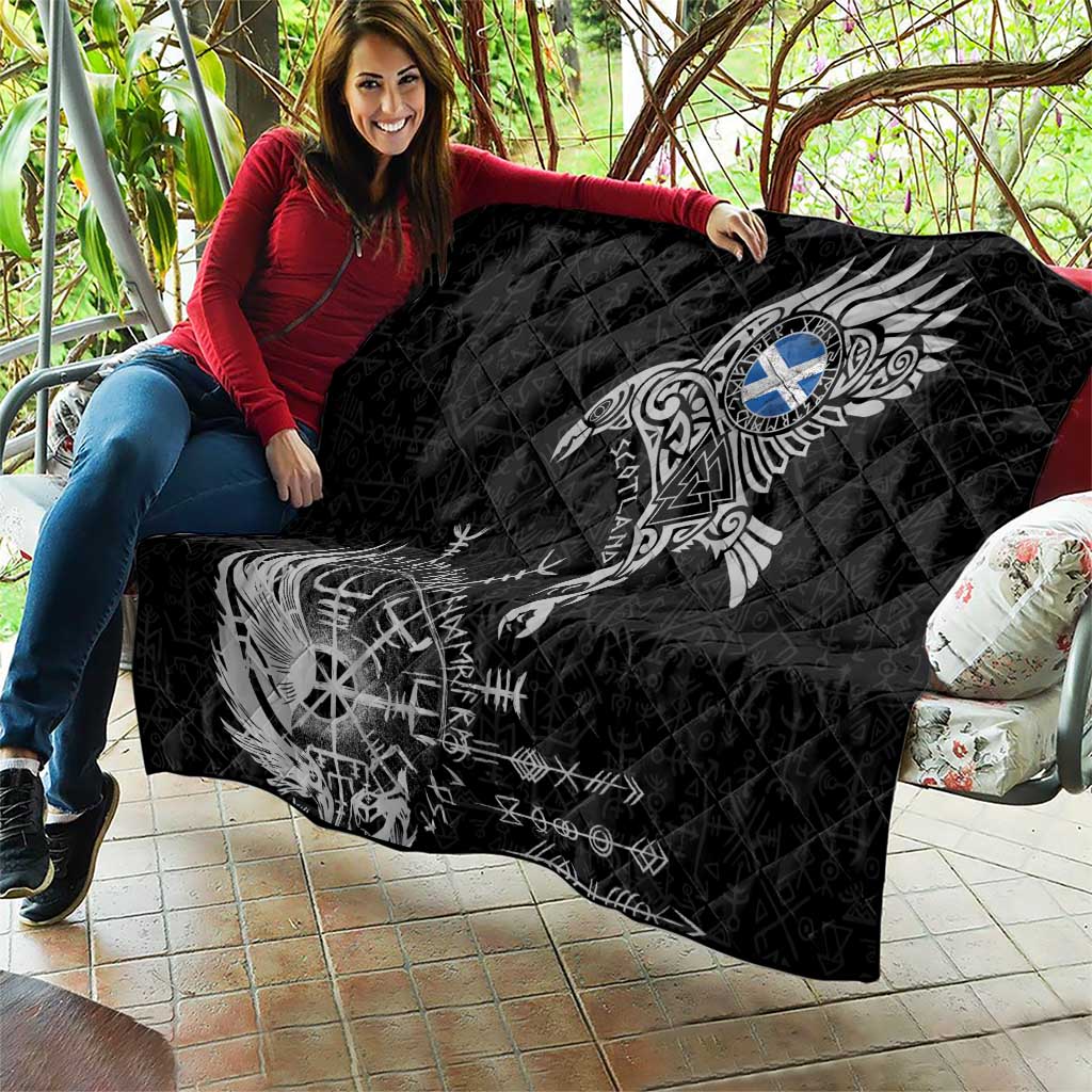 Scotland Viking Ravens Quilt Vegvisir Runes Pattern - Wonder Print Shop